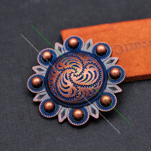 6PC 43MM Western Antique Copper Flower Berry Horse Saddle Tack Bridle Headstall Breast Collar Leathercraft Concho Screwback