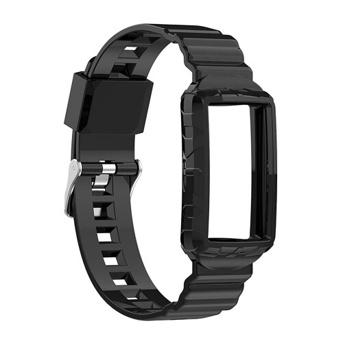 (Black) Silicone Watch Strap for Fitbit Charge 5/4/3/3SE 1