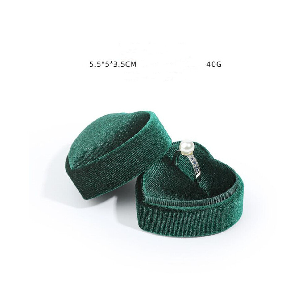(Green-Ring box) Double Rings Box Heart Shaped Jewelry Box Corduroy Ring Pair Pendant Box Jewelry Storage Box-image-OPC-PBRRTPS-NEW
