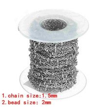 10Yards/Roll Silver/Golden Bulk Stainless Steel Cross Ball Bead Chains 1.5/2mm Width for Diy Necklace Jewelry Findings Making