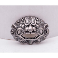 10X Antique Silver Metal Chinese Amulet Lucky Guardian Foo Dog Lion Leathercraft Wallet Concho Screwback