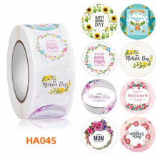 2.5cm 500pcs Happy Mothers Label Sticker Round Shape Sticker Sweet Floral Designs for Mom Wrap Label Tags
