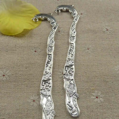18 pieces tibetan silver dolphin bookmarks 123x25mm #4376