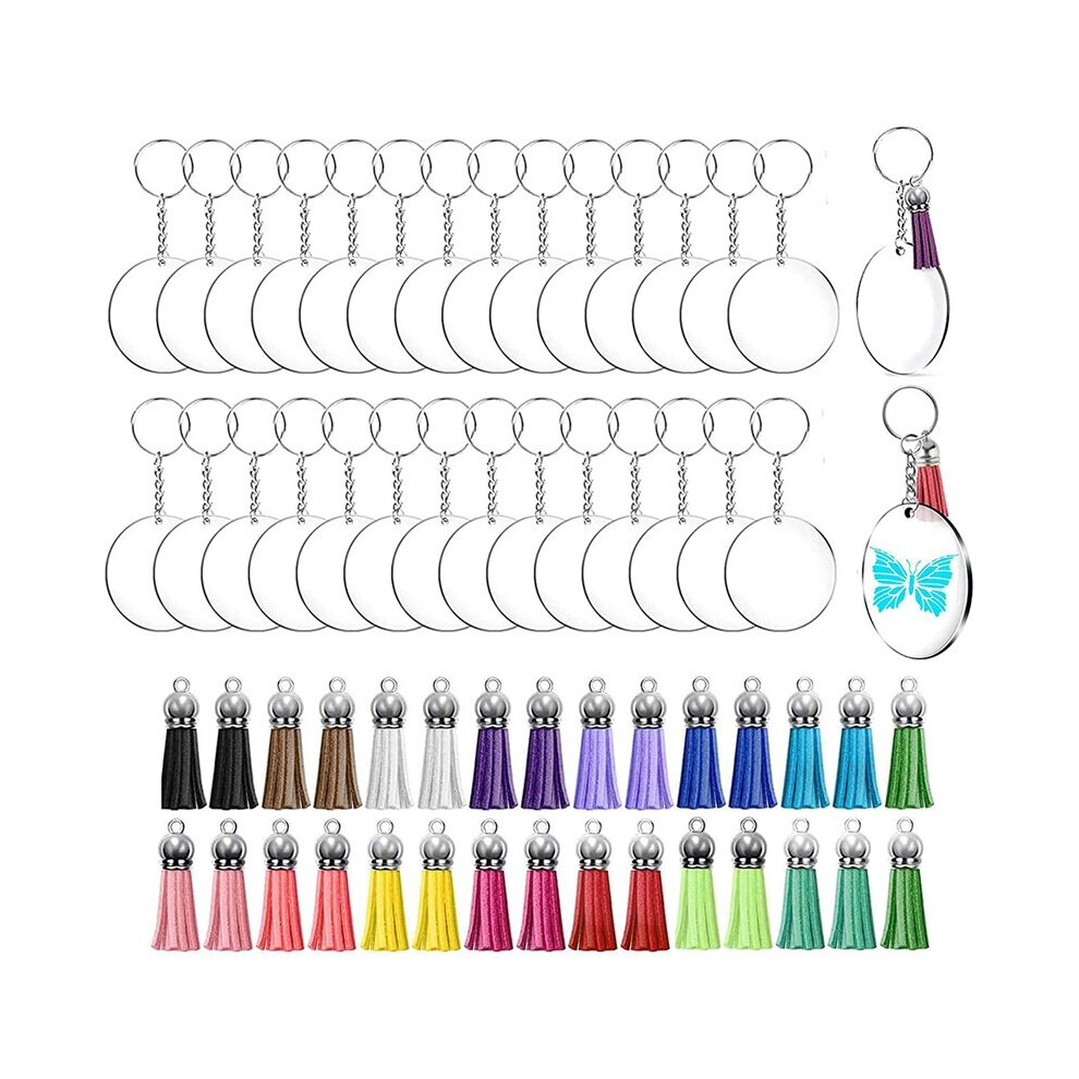 Acrylic Keychain Blanks Clear Round Keychain Acrylic Circle Blank Ornaments Set For Vinyl Crafting Diy Keychain Making 885486699395