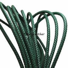 2m/lot Approx 6mm Green Leather Cords Round Braided Leather Cord For Bracelets Making Leather Strips Cords Leather Straps Cords