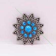 10pc 37mm Vintage Silver Turquoise Flower Star Concho For DIY Leathercraft Leather Project Belt Wallet Shoe Boot Decor