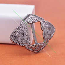 6X Antique Copper Western Flower Engraved DIY Leathercraft Saddle Tacks Halter Slotted Concho Bridle Belt Clasp Buckle