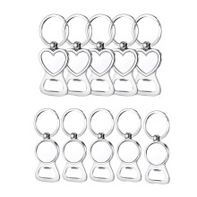 10 Pcs Sublimation Blank Keychain Sublimation Metal Bottle Opener Blank Key Ring Aluminum Heat Transfer Keychain - B