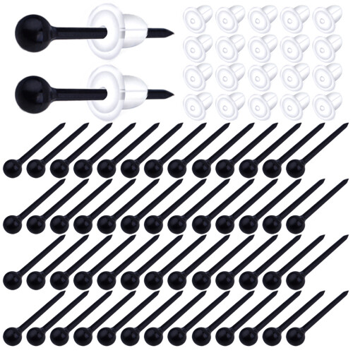 200pcs Plastic Ball Earring Posts Studs Ear Piercing Retainers with 200pcs Clear Silicone Earring Backs for Sensitive Ears