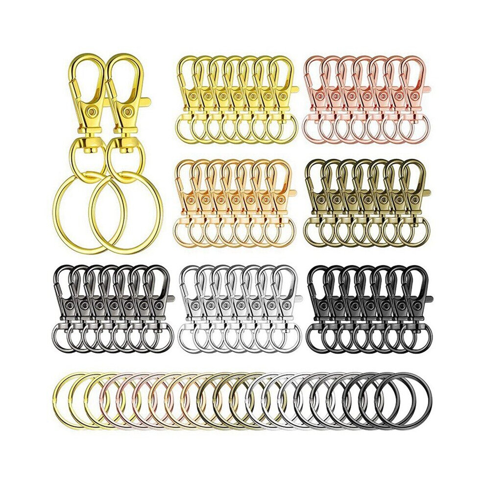 98Pieces Swivel Clasps Bright Key Rings Metal Lanyard Snap Hooks Metal Lobster Claw Bright Hooks For Keychain Crafting-image-OPC-PBRS2CR-NEW