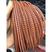 Braided Leather Bolo Cord Round Leather Strip For Necklace Bracelet Brown and Pink Combined 3mm
