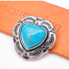 30mm Silver American Southeast Flower Carved Heart Turquoise Leather Conchos For Belt Bag Leathercraft Wallet Decor Screwback