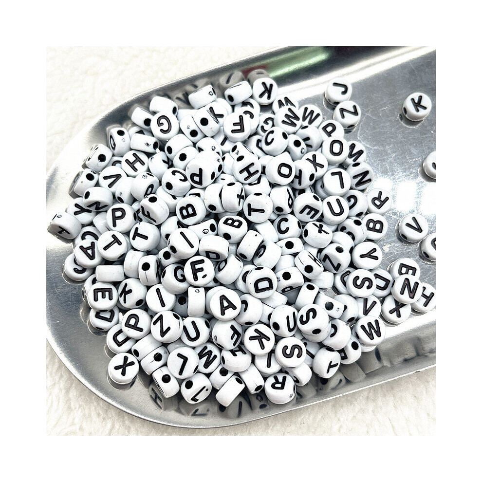 (02 White-200pcs 3mm) 100pcs--400pcs 7x4mm 6x6mm Mixed Alphabet Letter Beads Charms Beads for Making Jewelry Diy Bracelets Accessories-image-OPC-PBRS6D2-NEW