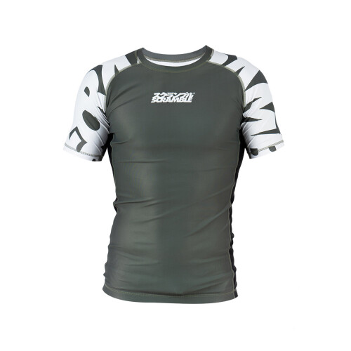 (X-Large) SCRAMBLE BAKA SHORT SLEEVE RASH GUARD - KHAKI