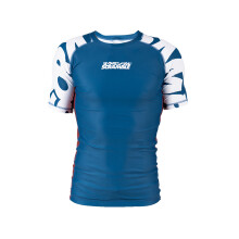 (X-Large) SCRAMBLE BAKA SHORT SLEEVE RASH GUARD - BLUE