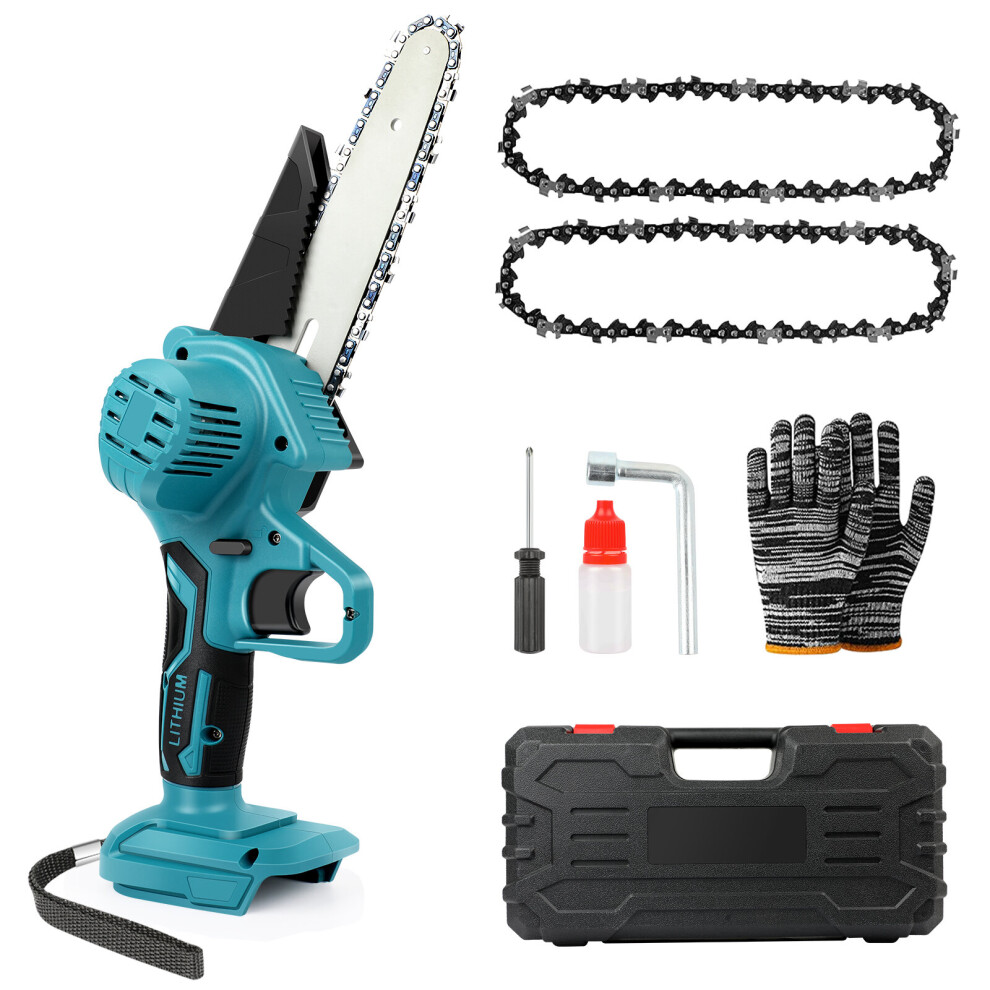 Mini Chainsaw 6 Inch Cordless Handheld Electric Chainsaw with 2 Chains, Battery Powered Small Chain Saw with Safety Lock (Batteries Not Included)