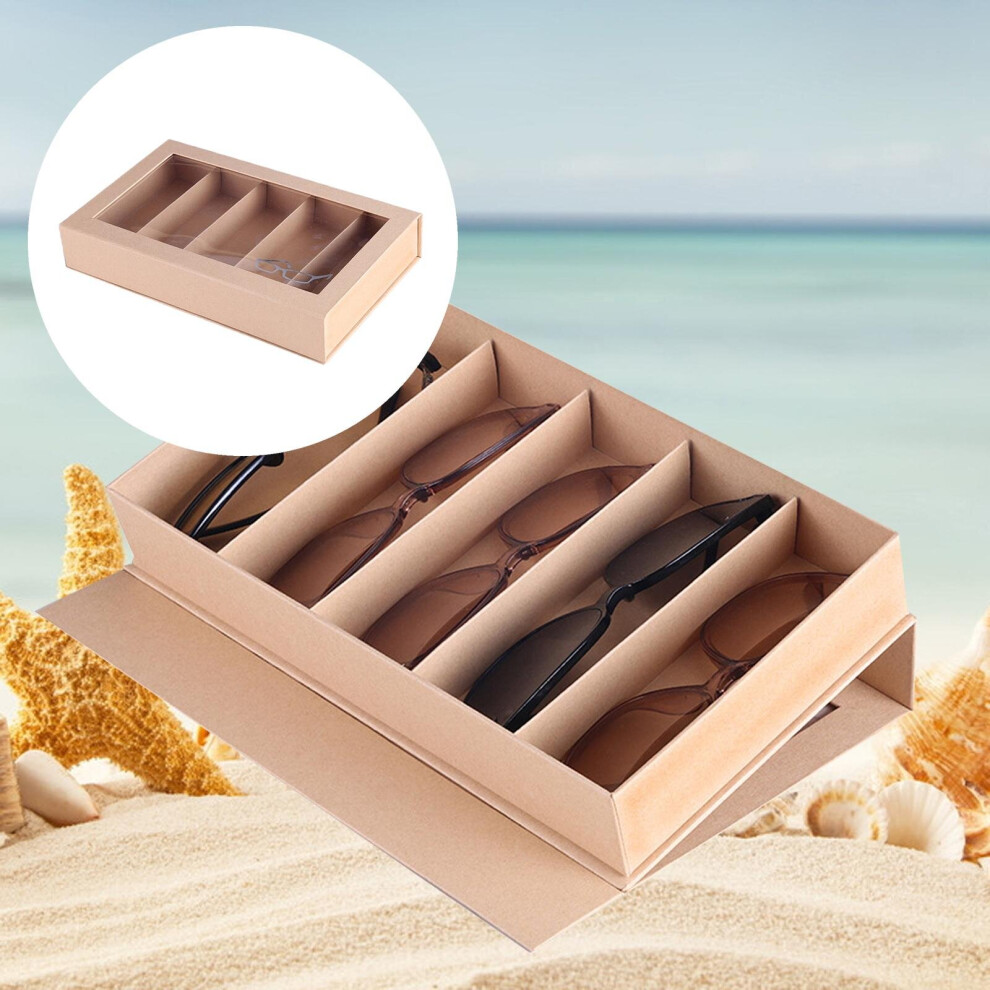 5 Slots Sunglasses Organizer Display Paper Jewelry Watch Lightweight Eyewear Case Holder Collection Case Showcase Drawer