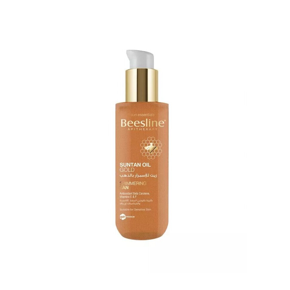 Gold Beesline Suntan Oil, Shimmering Tan, Antioxidant Beta Carotene, Long-Lasting, Vitamins E & F, Suitable For Sensitive Skin, 200Ml