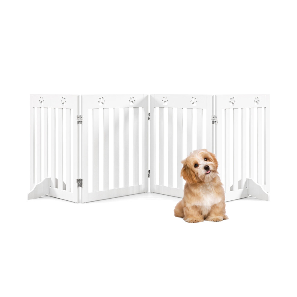4 - Panel Dog Gate Step Over Dog Barrier Folding with 2 Removable Feet