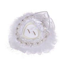 F19D Flower Cushion Pillow with Heart Shaped Ring Box Sunflower Lace Ring Holder