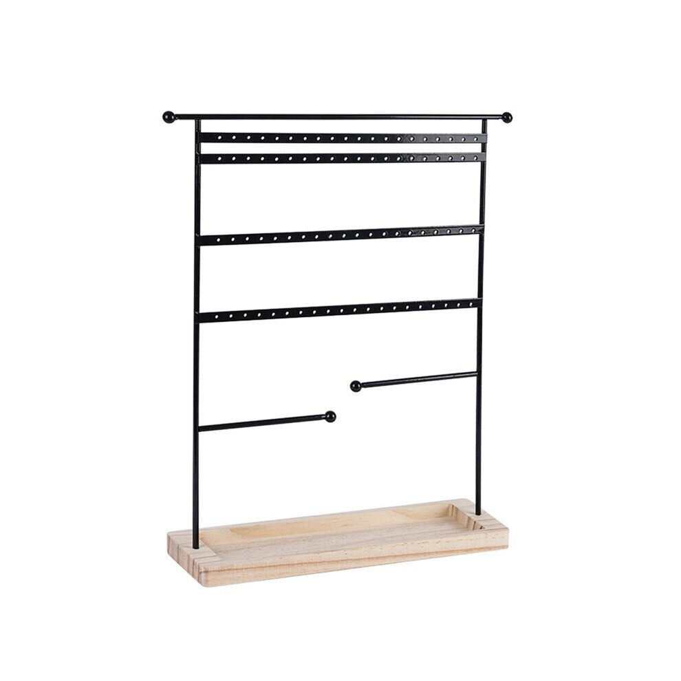 Earring Holder Display and Jewelry Holder Stand with 80 Holes Necklace Holder Wooden Tray Suitable for Women-image-OPC-PBRSPDF-NEW