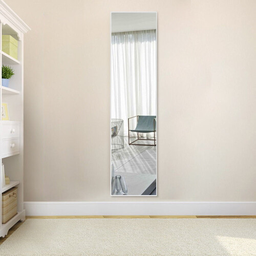 Living And Home (Silvery White) Modern Slim Frame Full Length Wall Mirror