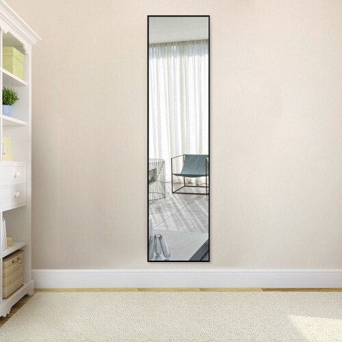 Living And Home (Black) Modern Slim Frame Full Length Wall Mirror
