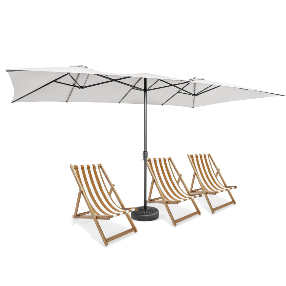 Double-Sided Patio Market Umbrella Large Crank Handle Outdoor Twin