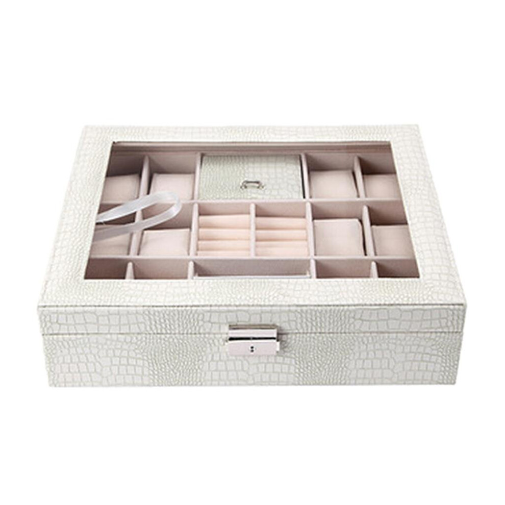 Jewelry Storage Box with Metal Lock Necklace Showcase Watches Display Holder-image-OPC-PBRSYNX-NEW