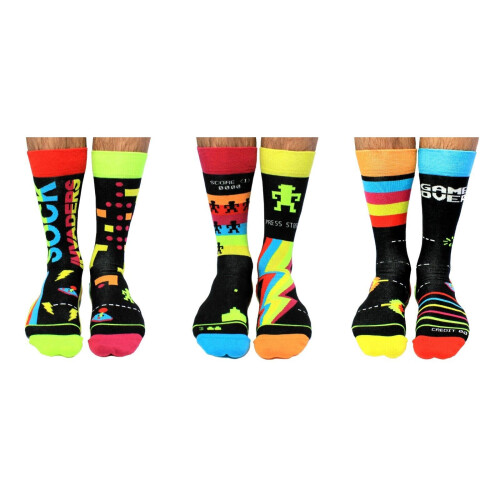 Mens Socks Novelty Space Invaders Oddsocks Retro Gaming Dad Socks 1