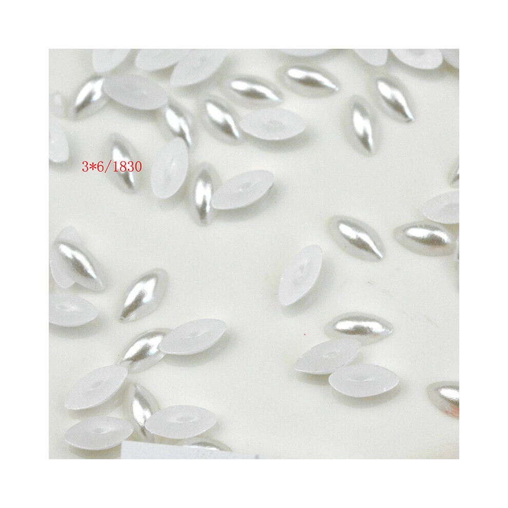 FLTMRH 100pcs 3mm*6mm half DIY Half Horse Eye Shape Pearls Nonporous Beads Jewelry Bracelet Accessorie-image-OPC-PBRT66M-NEW