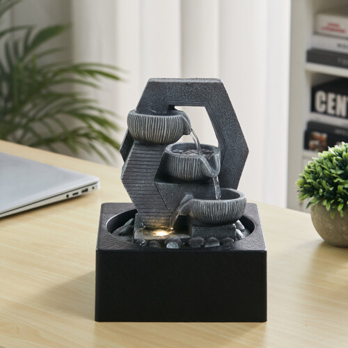 Living And Home Cascade Tabletop Fountain Water Feature with LED Light 1