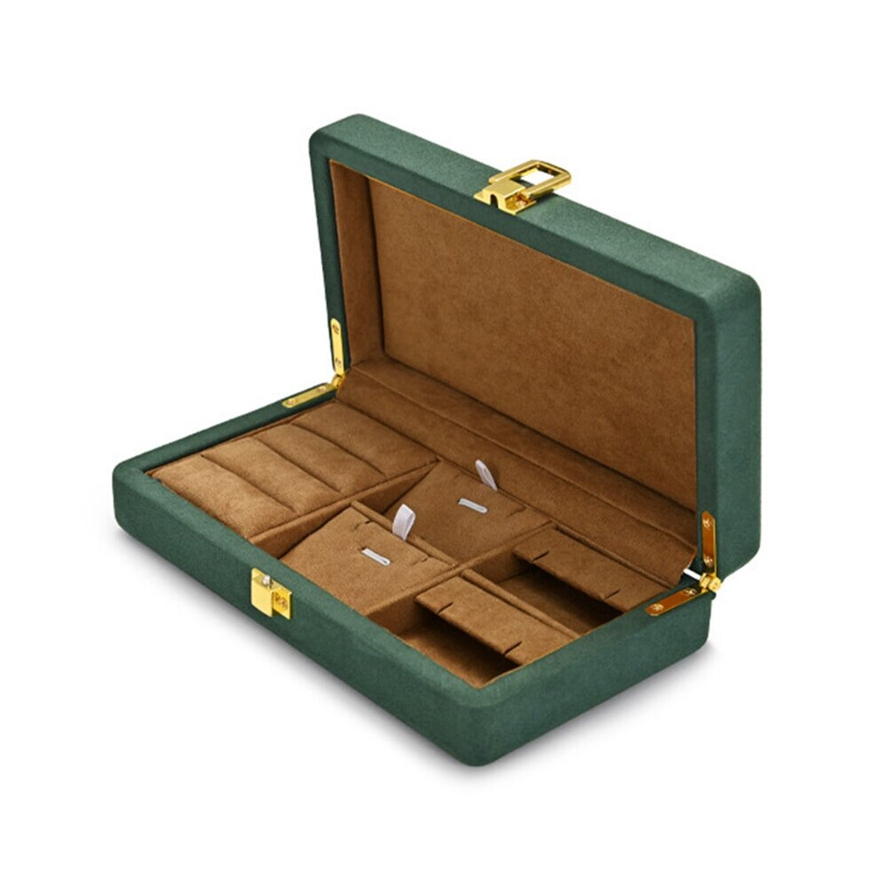 Green Multi-Function Velvet Ring Display Box With Microfiber Jewelry Organizer Case For Pendant Bracelet-image-OPC-PBRT69X-NEW