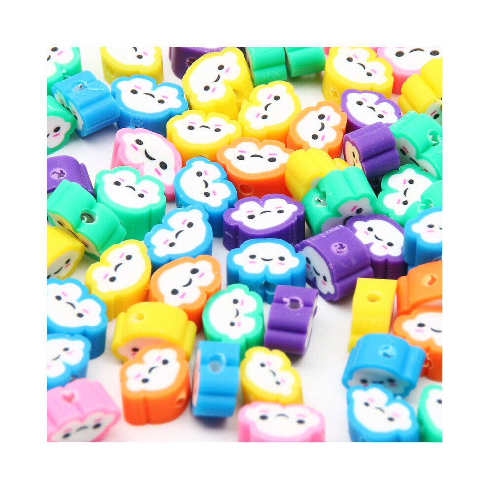 (Style 1 White-50pcs Other) 20/50/100pcs Round Cartoon Clay Loose Spacer Beads Polymer Clay Beads For Jewelry Making Charm Diy Bracelet Accessories-image-OPC-PBRT6K7-NEW