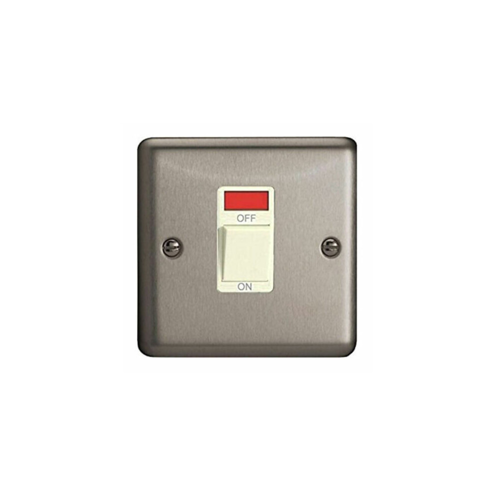 Varilight Double Pole Switch With Neon 20A Matt Chrome (White Inserts) 5021575830187