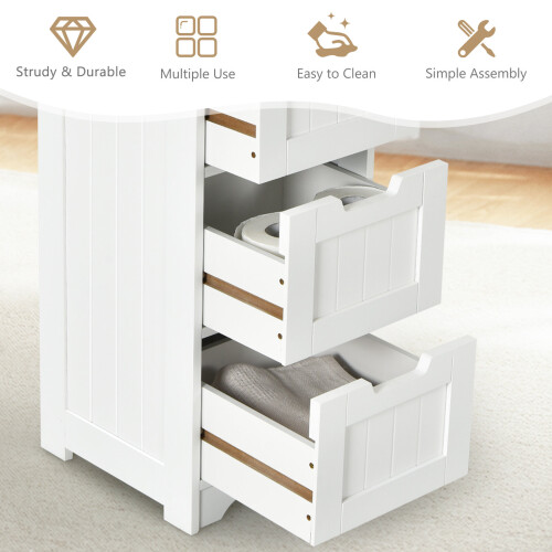 Costway Floor Storage Cabinet Freestanding Bathroom Cupboard with 4 Drawers 2