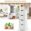 Costway Floor Storage Cabinet Freestanding Bathroom Cupboard with 4 Drawers 10