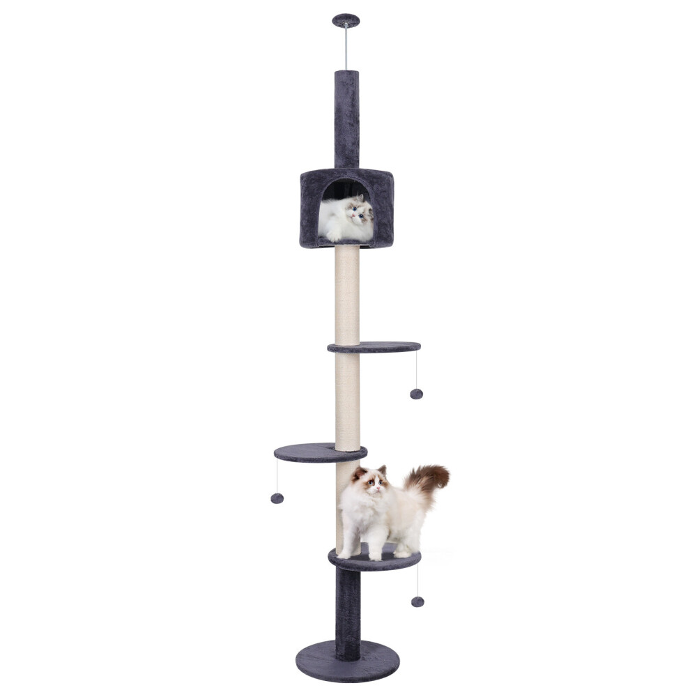 (Blue) 4-Tier Cat Tree Floor To Ceiling Climbing Tower