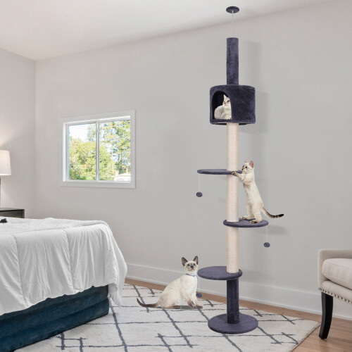 ELECWISH (Blue) 4-Tier Cat Tree Floor To Ceiling Climbing Tower 2
