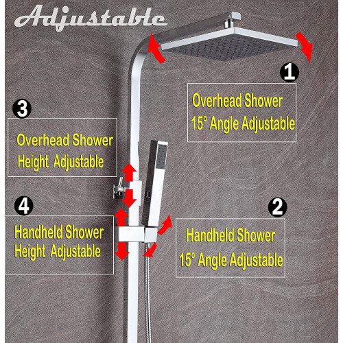 Luxury Thermostatic Mixer Brass Diverter Valve Squre Shower Bar Big