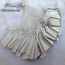 100pcs Jewelry String Cord Tags Printing Blank Label Silver Display Accessories Jewellery Store