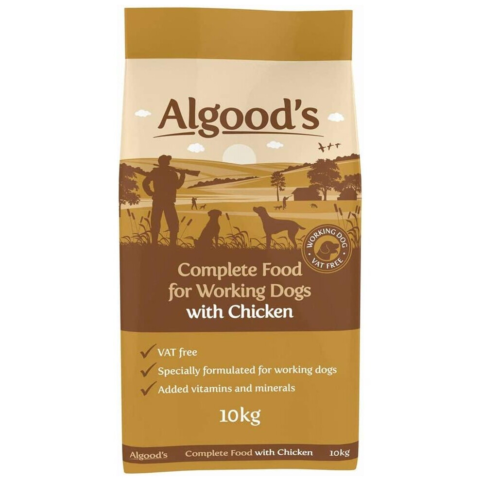 Algoods Working Dog Food Complete Dry Dog Food Chicken Flavour, 10 Kg