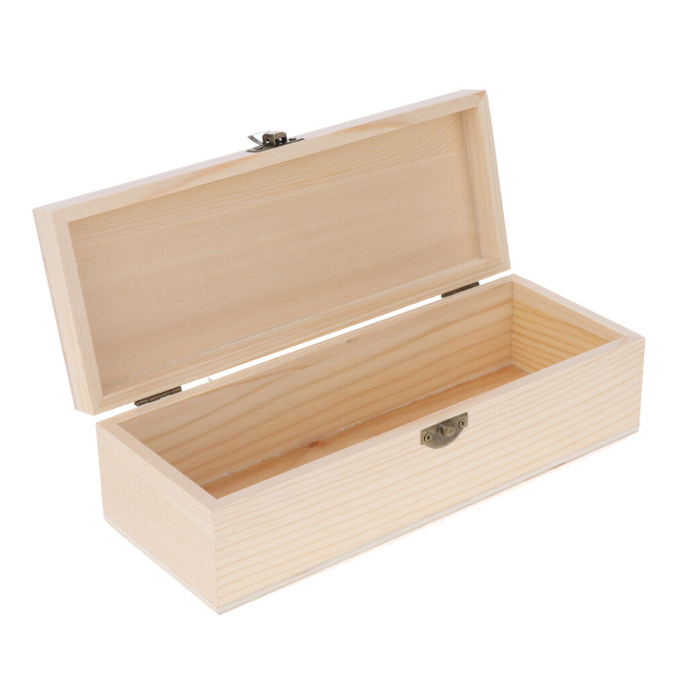 Unfinished Wood Stash Box, Rectangle Unpainted Wooden Jewelry Box Storage Chest Treasure Case for DIY-image-OPC-PBRTGMR-NEW