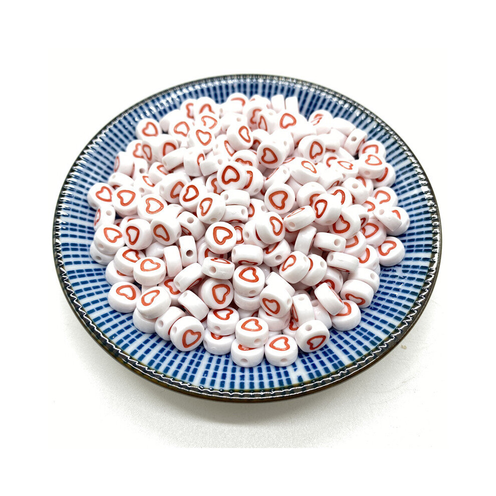 100pcs/Lot 7mm Acrylic Spaced Beads Round Shape Love Heart Beads For Jewelry Making DIY Charms Bracelet-image-OPC-PBRTJNC-NEW