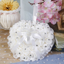 Heart Ring Pillow for Wedding Favors Mariage Ring Display Pillow Cushion With Transprent Box Ring Bearer Pillow