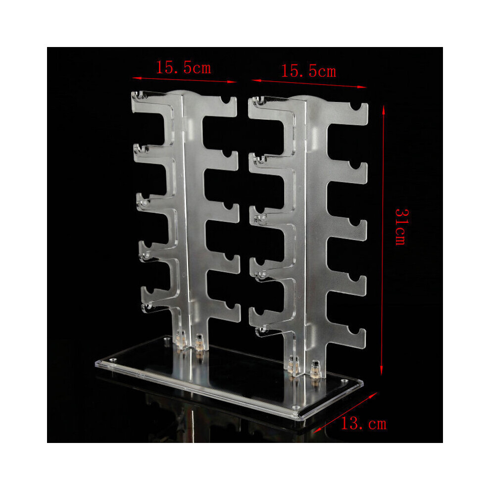 Two Row Sunglasses Rack 10 Pairs Glasses Holder Display Stand Transparent