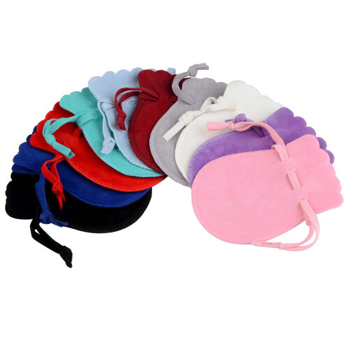 (Mixed White-7x9cm) 10pcs/Lot Drawstring Round Double-Sided Velvet Bag ...