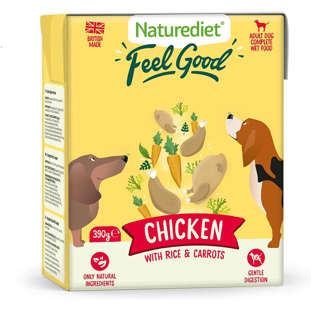 Naturediet - Feel Good Wet Dog Food, Natural and Nutritionally Balanced, Chicken, 390g (Pack of 18)