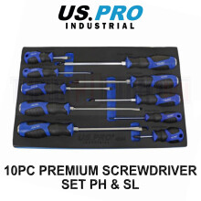 US PRO INDUSTRIAL 10pc Premium Screwdriver Set Slotted & Phillips Screwdrivers 4544
