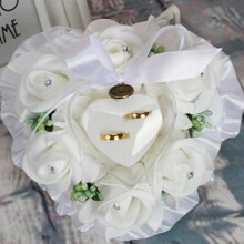 A5KE Ring Box Leaves Flower Cushion Pillow Decoration Wedding Jewelry Romantic